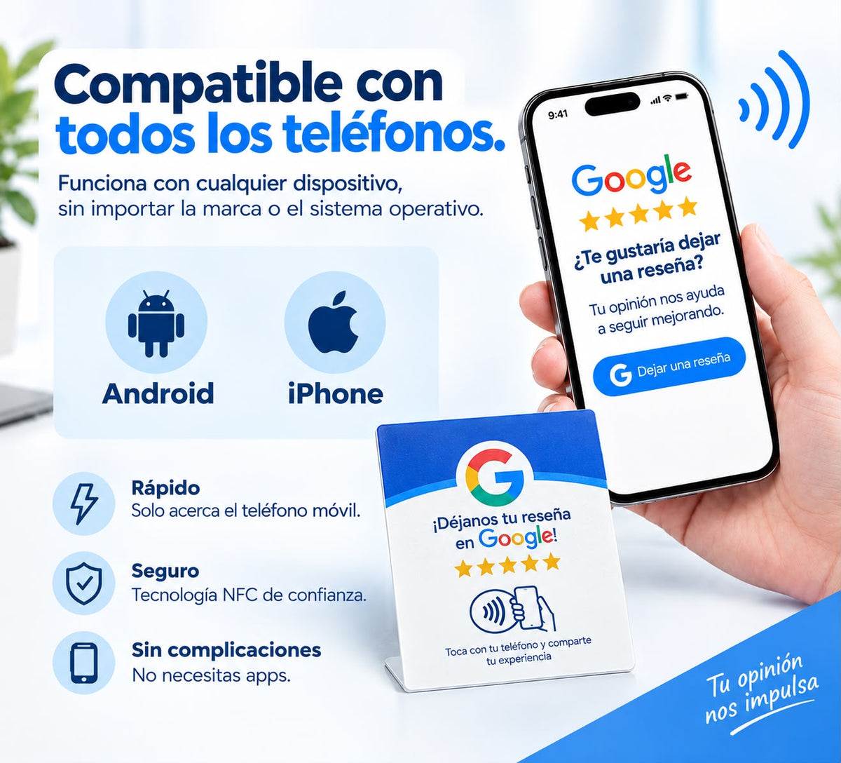 Tarjeta Reseña Google Con Soporte